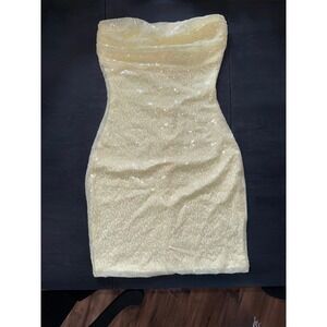Windsor XS Light Yellow mini strapless sequence Party dress. Formal or cocktail